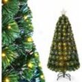 150 cm Künstlicher Weihnachtsbaum mit Beleuchtung, Tannenbaum mit 8 Beleuchtungsmodi, 170 Warmweißen LED-Lichtern, Christbaum in Glasfaseroptik,