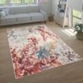 Paco Home Teppich Wohnzimmer Schlafzimmer Kurzflor Modern Abstraktes Vintage Muster 160x220 cm, Bunt 3