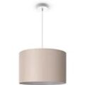 Deckenleuchte Wohnzimmer Pendelleuchte Esstisch Esszimmerlampe E27 Uni Stoff Pendelleuchte - Weiß, Beige (Ø45.5 cm) - Paco Home