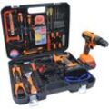 Bohrmaschinen 21V 2 Akku Elektrowerkzeuge Combo Kit Set mit 61-teiligem Zubehör Toolbox Akku-Bohrschrauber-Set für Home Cordless Repair Tool Kit