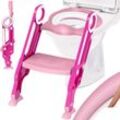 KIDIZ® Kinder Toilettensitz Toilettentrainer mit Treppe und Griffe Faltbar Kindertoilette WC Sitz Töpfchentrainer Lerntöpfchen bequemem Kissen und breiten Stufen Toilettentreppe höhenverstellbar