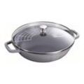 Staub Specialities Wok mit Glasdeckel 30 cm, rund, Graphit-Grau, Gusseisen