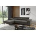 Ecksofa DOMO COLLECTION "Cunelli L-Form", grau, B:292cm H:79cm T:175cm, Lederlook, 100% Polyurethan, Sofas, wahlweise inklusive 6-fach verstellbarer Kopfteilverstellung