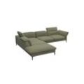 Ecksofa FLEXLUX "Salino, Funktionssofa mit Ottomane, Relaxsofa, Ecksofa", grün (moss), B:287cm H:88cm T:239cm, 100% Polyester, Sofas, Sofa mit Arm- und Kopfteil-Verstellungen, Kaltschaum & Stahl-Wellen