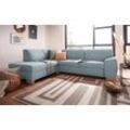 Ecksofa DOMO COLLECTION "Incanto L-Form", blau (eisblau), B:260cm H:81cm T:195cm, Sofas, wahlweise mit Bettfunktion