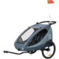 Fahrradkinder-Anhänger HAUCK "2in1 Bike Trailer und Buggy Dryk Duo Plus, dark blue", blau (dunkelblau), Baby, Fahrradanhänger, für 2 Kinder; inklusive Deichsel