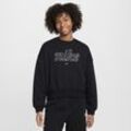 Nike Sportswear Club Fleece-Sweatshirt mit Rundhalsausschnitt für Mädchen mit kastiger Passform - Schwarz