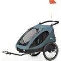 Fahrradkinder-Anhänger HAUCK "2in1 Bike Trailer und Buggy Dryk Duo, petrol", blau (petrol), Baby, Fahrradanhänger, für 2 Kinder; inklusive Deichsel