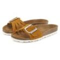 Pantolette ELBSAND, Damen, Gr. 36, braun (camel), Obermaterial: 100% Rindsleder. Decksohle: 100% Rindsleder. Laufsohle: 100% Synthetik, unifarben, casual, Schuhe, Mule, Sandale, offener Schuh, hochwertiges Leder, weiches Korkfußbett