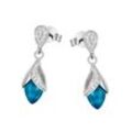 Paar Ohrstecker FIRETTI "Schmuck Geschenk Silber 925 Ohrschmuck Blüte Glitzer" Ohrringe Gr. Silber 925 (Sterlingsilber), blau (silberfarben, kristallweiß, blau, blau) Damen Ohrstecker mit Zirkonia (synth.), Glasstein