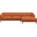 Ecksofa FLEXLUX "Belle Designsofa, L-Form, B/T 288/149 cm", orange (burned orang), B:288cm H:74cm T:149cm, 85% Polyester/15%Polyamide, Sofas, Skandinavisches Design, In hochwertiger Verarbeitung