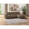 Ecksofa DOMO COLLECTION "Capelo L-Form", braun (cappucino), B:297cm H:84cm T:160cm, 49% Polyester, 34% Viskose, 9% Leinen, 8% Polyacryl, Sofas, mit Armteilverstellung, wahlweise mit Bettfunktion, Federkern