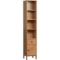 Hochschrank WELLTIME "Kall", gelb (honigfarben lackiert), B:35cm H:188cm T:33cm, Massivholz, Schränke, Badschrank aus Kiefer-Massivholz mit Schublade - (B/T/H) 35/33/188 cm