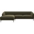 Ecksofa FLEXLUX "Belle Designsofa, L-Form, B/T 288/149 cm", grün (moss grün), B:288cm H:74cm T:149cm, 100% Polyester, Sofas, Skandinavisches Design, In hochwertiger Verarbeitung