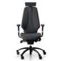 Ergonomischer Bürostuhl RH Logic 400 Komfort, Stoff Dark Grey (Select SC60134), Nackenstütze Ja, Armstütze Ja, Fußkreuz Schwarz