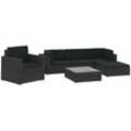 6-tlg. Garten-Lounge-Set mit Auflagen Poly Rattan Schwarz vidaXL