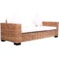 3-Sitzer Gartensofa Natürliches Rattan Vidaxl