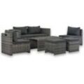 6-tlg. Garten-Lounge-Set mit Polstern Poly Rattan Grau vidaXL