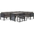 9-tlg. Garten-Lounge-Set mit Auflagen Poly Rattan Anthrazit Vidaxl