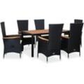 Vidaxl - 7-tlg. Garten-Essgruppe Poly Rattan Akazienholz Schwarz