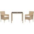 Vidaxl - 3-tlg. Garten-Essgruppe mit Kissen Beige Poly Rattan