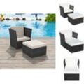 Gartenstühle - Living Gartensessel mit Fußhocker Poly Rattan Schwarz