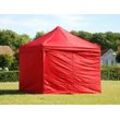 Dancover Faltzelt Faltpavillon Wasserdicht FleXtents PRO Steel 3x3m Rot, mit 4 Seitenwänden