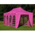 Dancover Faltzelt Faltpavillon Wasserdicht FleXtents PRO Vintage Style 3x6m Rosa, mit 6 Seitenwänden