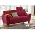 3-Sitzer HOME AFFAIRE "Alta", rot (bordeaux), B:186cm H:87cm T:88cm, Struktur fein ( 100% Polyester), Luxus-Microfaser ALTARA NUBUCK (100% Polyester), Struktur ( 100% Polyester), Sofas, mit Federkern und Kontrastnaht, Füße Buche eichefarben