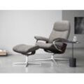 Relaxsessel STRESSLESS "Consul" Sessel Gr. Struktur fein JASMINE, Cross Base Braun, Relaxfunktion-Drehfunktion-Plus™System-Gleitsystem-BalanceAdapt™, B/H/T: 78cm x 97cm x 70cm, grau (grau jasmine) mit Cross Base, Größe S, M & L, Holzakzent Braun