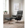 Relaxsessel STRESSLESS "Mayfair" Sessel Gr. ROHLEDER Stoff Q2 FARON, Cross Base Schwarz, Relaxfunktion-Drehfunktion-Plus™System-Gleitsystem-BalanceAdapt™, B/H/T: 79cm x 102cm x 73cm, grau (dark grey q2 faron) mit Cross Base, Größe S, M & L, Holzakzent Schwarz