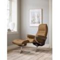 Relaxsessel STRESSLESS "Sunrise", braun (taupe paloma), B:79cm H:103cm T:73cm, Leder PALOMA: PALOMA ist ein durchgefärbtes Semianilin-Möbelleder mit natürlicher Narbung., Sessel, mit Cross Base, Größe S, M & L, Holzakzent Braun