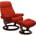 Relaxsessel STRESSLESS "Sunrise", rot (rust q2 faron), B:79cm H:103cm T:73cm, Leder BATICK: BATICK ist ein leicht korrigiertes, durchgefärbtes und genarbtes Möbelleder, bei dem die meisten Unebenheiten und Spuren in der Regel entfernt wurden., Leder PALOMA: PALOMA ist ein durchgefärbtes Semianilin-Möbelleder mit natürlicher Narbung., ROHLEDER Stoff Q2 FARON: Ein fester zuverlässiger Bouclu00e9 mit