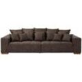 Big-Sofa HOME AFFAIRE "Neapel", braun (dunkelbraun), B:290cm H:80cm T:118cm, Luxus-Microfaser (100% Polyester), Luxus-Microfaser Lederoptik (100% Polyester), Sofas, mit vielen losen Kissen, in 2 Bezugsqualitäten