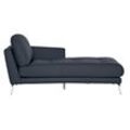 Chaiselongue W.SCHILLIG "softy", blau (blau z59), B:106cm H:79cm T:168cm, Chenille-Flachgewebe R66 (85% Polyester, 15% Nylon), Velourgewebe V41 (100% Polyester), Longlife Xtra-Leder Z59: Glattleder mit modischer Prägung. Hautstärke 0, 9 - 1, 1 mm, Sofas, mit dekorativer Heftung im Sitz, Füße Chrom glänzend