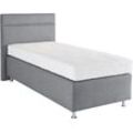 Boxspringbett, grau (strukturstoff grau), mit LED-Beleuchtung, Liegefläche B/L: 120cm x 200cm, H2, 7-Zonen-Kaltschaummatratze, Bezug Unterbox und Kopfteil: Strukturstoff (77% Polyester und 23% Viskose), Bezug Obermatratze 100% Polyester, waschbar bis 60u00b0C, WESTFALIA SCHLAFKOMFORT, Komplettbetten, Boxspringbett, wahlweise mit LED-Beleuchtung