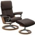 Relaxsessel STRESSLESS "Admiral", braun (braun batick), Sessel, Leder BATICK, Signature Base Eiche, Relaxfunktion-Drehfunktion-Plus™System-BalanceAdapt™-Gleitsystem, B/H/T: 84cm x 100cm x 73cm, Leder BATICK: BATICK ist ein leicht korrigiertes, durchgefärbtes und genarbtes Möbelleder, bei dem die meisten Unebenheiten und Spuren in der Regel entfernt wurden., mit Signature Base, Größe M & L, Gestell