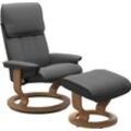 Relaxsessel STRESSLESS "Admiral", grau (grau batick), Sessel, Leder BATICK, Classic Base Eiche, Relaxfunktion-Drehfunktion-Plus™System-Gleitsystem, B/H/T: 78cm x 98cm x 73cm, Leder BATICK: BATICK ist ein leicht korrigiertes, durchgefärbtes und genarbtes Möbelleder, bei dem die meisten Unebenheiten und Spuren in der Regel entfernt wurden., mit Classic Base, Größe M & L, Gestell Eiche, B:78cm H:98cm