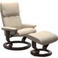 Relaxsessel STRESSLESS "Admiral", beige (cream batick), Sessel, Leder BATICK, Classic Base Wenge, Relaxfunktion-Drehfunktion-Plus™System-Gleitsystem, B/H/T: 87cm x 101cm x 78cm, Leder BATICK: BATICK ist ein leicht korrigiertes, durchgefärbtes und genarbtes Möbelleder, bei dem die meisten Unebenheiten und Spuren in der Regel entfernt wurden., mit Classic Base, Größe M & L, Gestell Wenge, B:87cm H:1