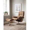 Relaxsessel STRESSLESS "Mayfair" Sessel Gr. Leder BATICK, Cross Base Eiche, Relaxfunktion-Drehfunktion-Plus™System-Gleitsystem-BalanceAdapt™, B/H/T: 92cm x 103cm x 79cm, braun (latte batick) mit Cross Base, Größe S, M & L, Holzakzent Eiche