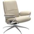 Relaxsessel STRESSLESS "Paris" Sessel Gr. Leder BATICK, Star Base-High Base, Plus™System-Gleitsystem-Relaxfunktion-Drehfunktion-Rückteilverstellung, B/H/T: 80 cm x 90 cm x 72 cm, beige (cream batick) Low Back, mit Star Base, Gestell Chrom