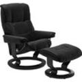 Relaxsessel STRESSLESS "Mayfair" Sessel Gr. Leder BATICK, Classic Base Schwarz, Relaxfunktion-Drehfunktion-Plus™System-Gleitsystem, B/H/T: 79cm x 101cm x 73cm, schwarz (schwarz batick) mit Classic Base, Größe S, M & L, Gestell Schwarz