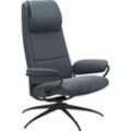 Relaxsessel STRESSLESS "Paris" Sessel Gr. Leder BATICK, Star Base-High Base, Plus™System-Gleitsystem-Relaxfunktion-Drehfunktion-Kopfstützenverstellung-Rückteilverstellung, B/H/T: 80 cm x 114 cm x 74 cm, blau (atlantic blue batick) High Back, mit Star Base, Gestell Schwarz