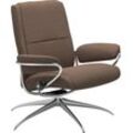 Relaxsessel STRESSLESS "Paris" Sessel Gr. ROHLEDER Stoff Q2 FARON, Star Base-High Base, Plus™System-Gleitsystem-Relaxfunktion-Drehfunktion-Rückteilverstellung, B/H/T: 80 cm x 90 cm x 72 cm, braun (dark beige q2 faron) Low Back, mit Star Base, Gestell Chrom