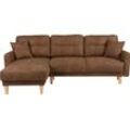 Ecksofa HOME AFFAIRE "Triplo, Zierkissen, Schlaffunktion, B/T/H: 234/164/89 cm, L-Form", braun (cognac), B:234cm H:89cm T:164cm, Sofas, wahlweise mit Bettfunktion und Bettkasten, Liegefläche 210/132 cm