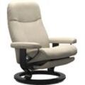 Relaxsessel STRESSLESS "Garda", beige (cream batick), B:76cm H:100cm T:74cm, Leder BATICK: BATICK ist ein leicht korrigiertes, durchgefärbtes und genarbtes Möbelleder, bei dem die meisten Unebenheiten und Spuren in der Regel entfernt wurden., Sessel, verstellbar, optional 2-motorisch, Größe M & L, Gestell Schwarz