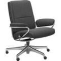 Relaxsessel STRESSLESS "Paris" Sessel Gr. ROHLEDER Stoff Q2 FARON, Home Office Base, Plus™System-Gleitsystem-Relaxfunktion-Drehfunktion-Rückteilverstellung-Höhenverstellung, B/H/T: 80 cm x 97 cm x 69 cm, grau (dark grey q2 faron) Low Back, mit Home Office Base, Gestell Chrom