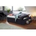 Boxspringbett, schwarz, B:180cm L:200cm, Bezug Bett: Feinstrukturstoff (77% Polyester, 23%Viskose) oder Microfaser (100% Polyester), Bonnellfederkernmatratze: 100%Polyester, Kaltschaummatratze: 100% Polyester, Bezug abnehm- und waschbar bis 60u00b0C, WESTFALIA SCHLAFKOMFORT, Komplettbetten, Boxspringbett, mit integrierter Schublade, frei im Raum stellbar