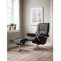 Relaxsessel STRESSLESS "Mayfair", grau (rock paloma), B:83cm H:102cm T:74cm, Leder PALOMA: PALOMA ist ein durchgefärbtes Semianilin-Möbelleder mit natürlicher Narbung., Sessel, mit Cross Base, Größe S, M & L, Holzakzent Schwarz