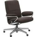 Relaxsessel STRESSLESS "Paris" Sessel Gr. Leder BATICK, Home Office Base, Plus™System-Gleitsystem-Relaxfunktion-Drehfunktion-Rückteilverstellung-Höhenverstellung, B/H/T: 80 cm x 97 cm x 69 cm, braun (brown batick) Low Back, mit Home Office Base, Gestell Chrom